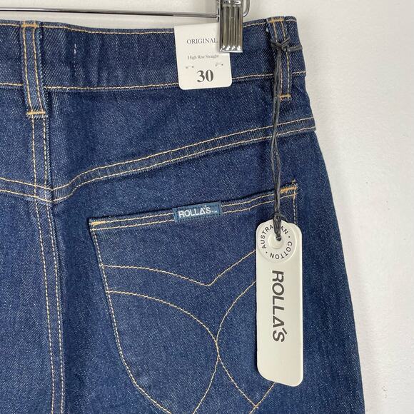 ROLLAβS Original High Rise Straight Jeans Rinse Blue NWT Sz 30 Medium Dark Wash - Picture 6 of 16